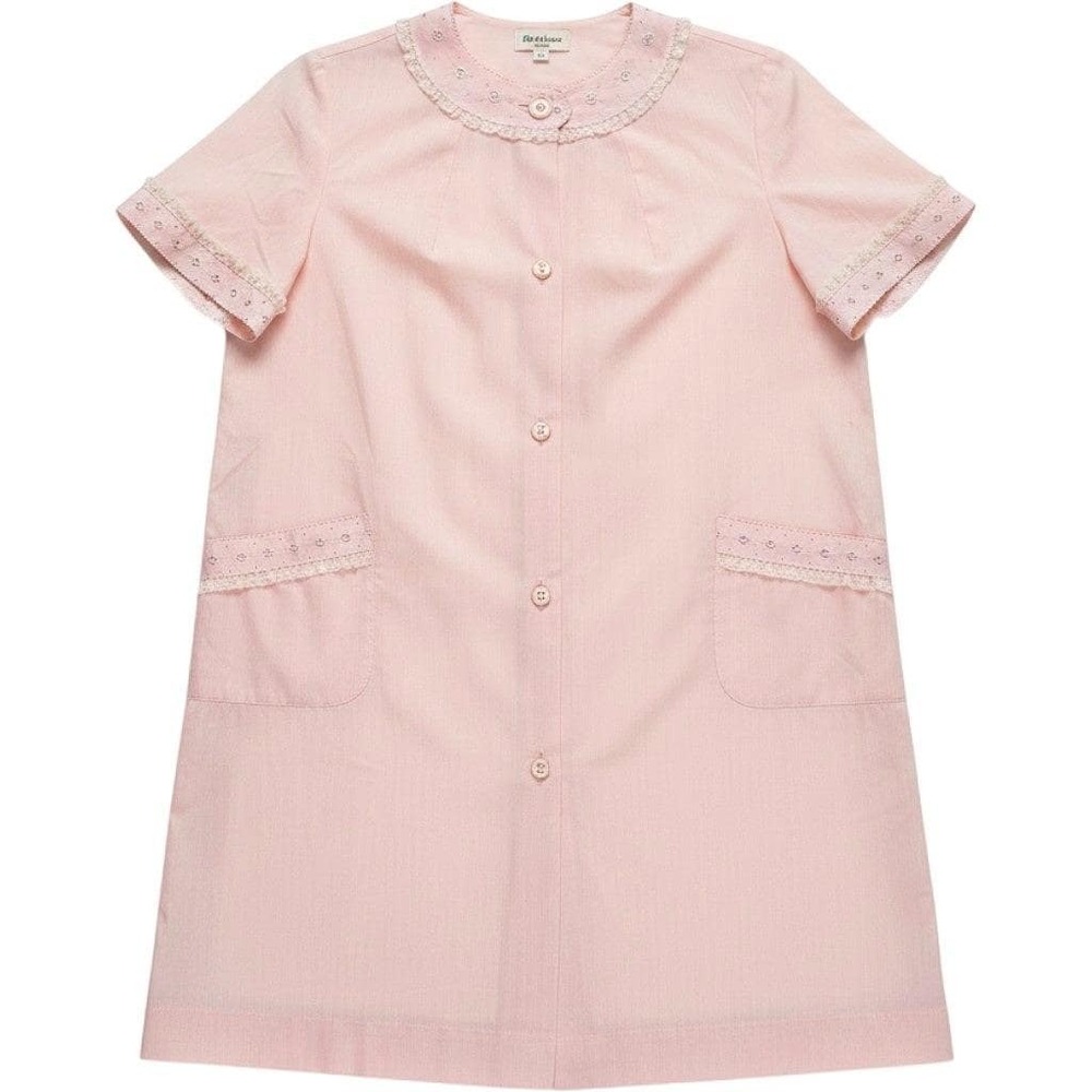 Vintage Barbizon Pink House Coat Floral Embroidered Lace Trim Size 12 Robe